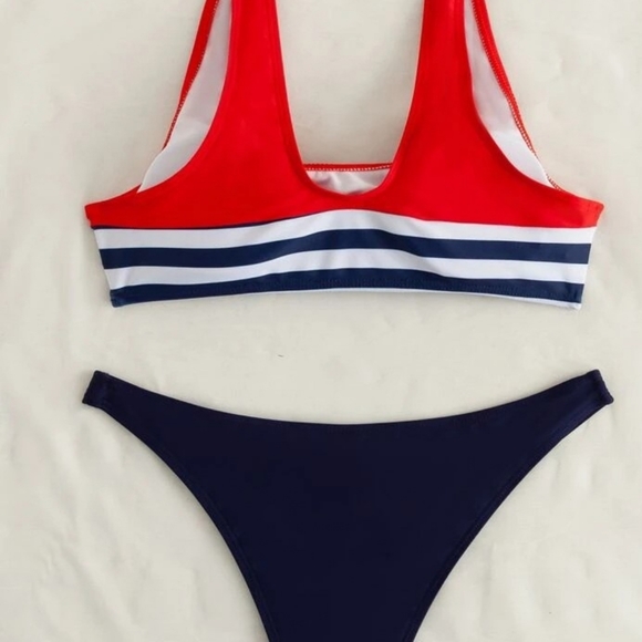 RED WHITE AND BLUE BIKINI SWIMSUIT BY SHEIN SIZE XL (US 12-14) - Picture 2 of 6